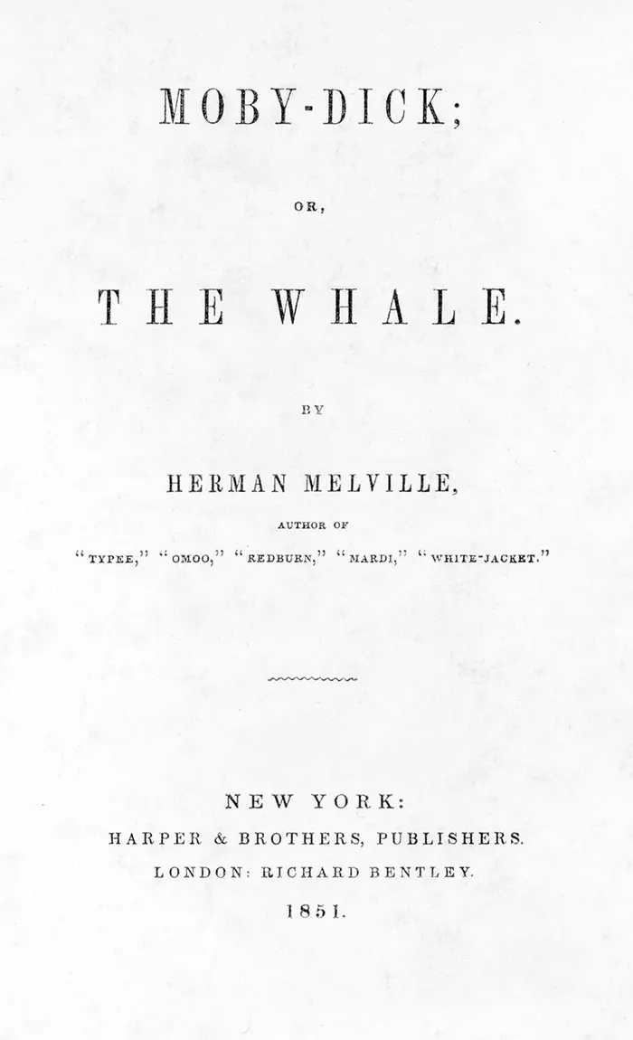 The title page of the first American edition of Moby-Dick, published a month after the London edition.