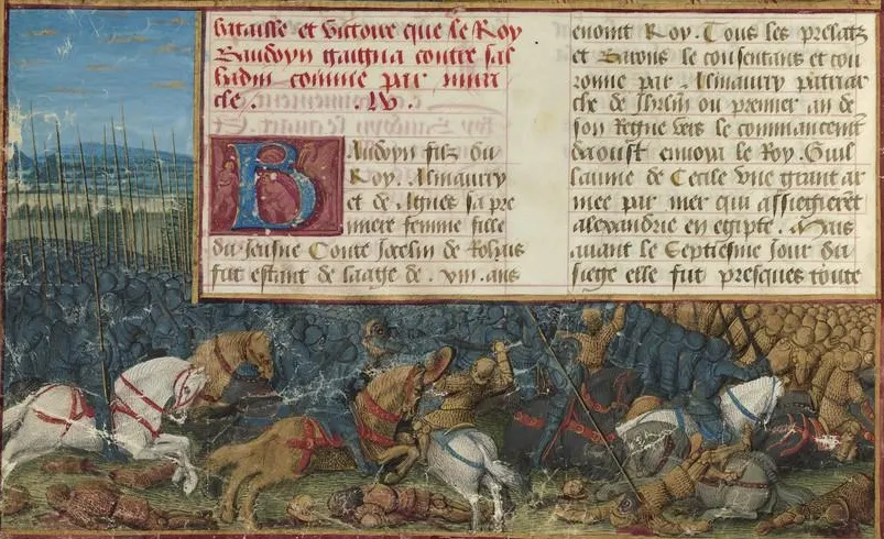 The battle of 1177, in a fifteenth-century manuscript of Sébastien Mamerot now in the Bibliothèque nationale de France.