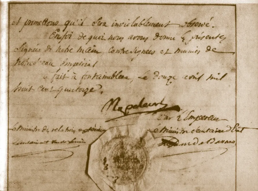 Napoleon's signed act of abdication, 1814.