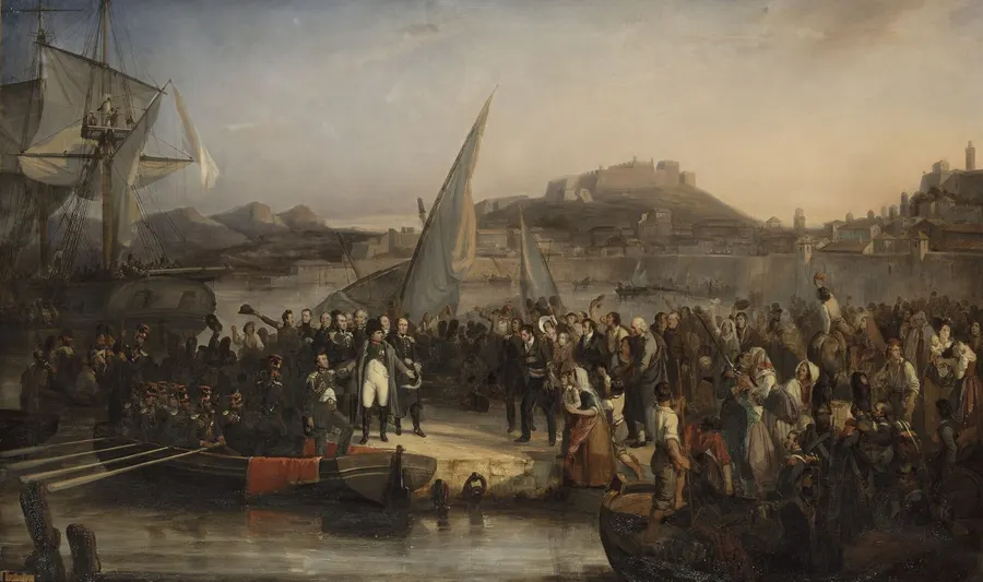 Napoleon leaving Elba, painted by Joseph Beaume in 1836.