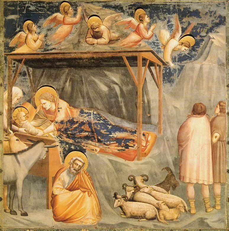 The Nativity, painted by Giotto in the Scrovegni Chapel, Padua, about 1305.