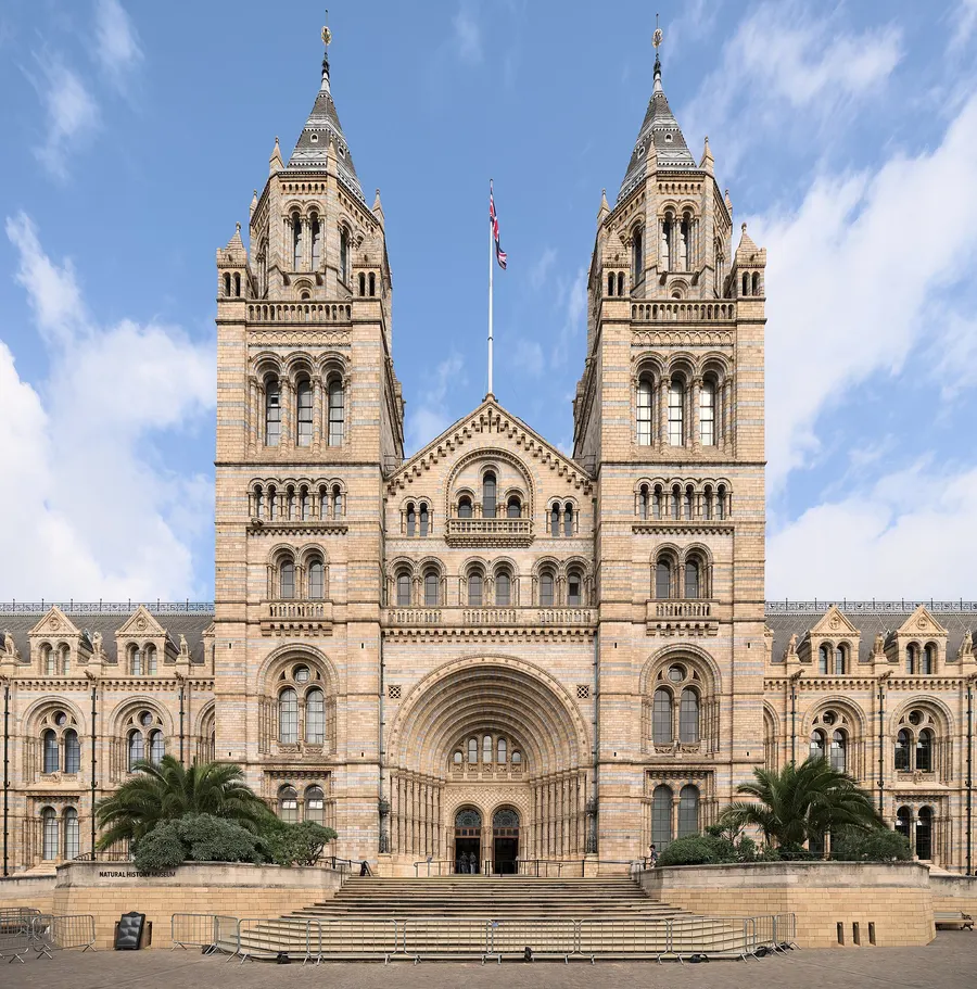 Alfred Waterhouse's terracotta front of the Natural History Museum on Cromwell Road, London.
