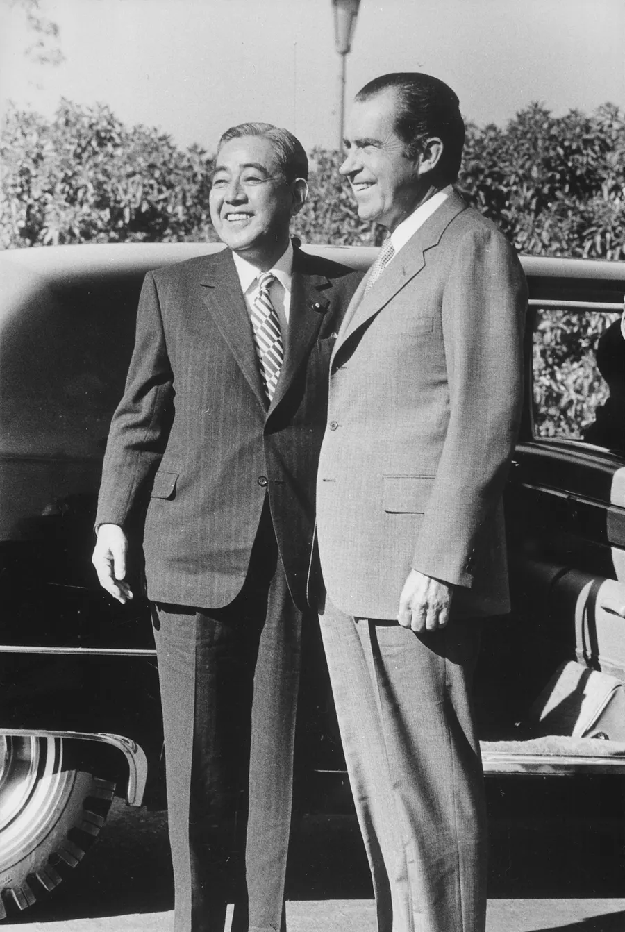 Richard Nixon and Eisaku Satō at San Clemente, California, in January 1972.