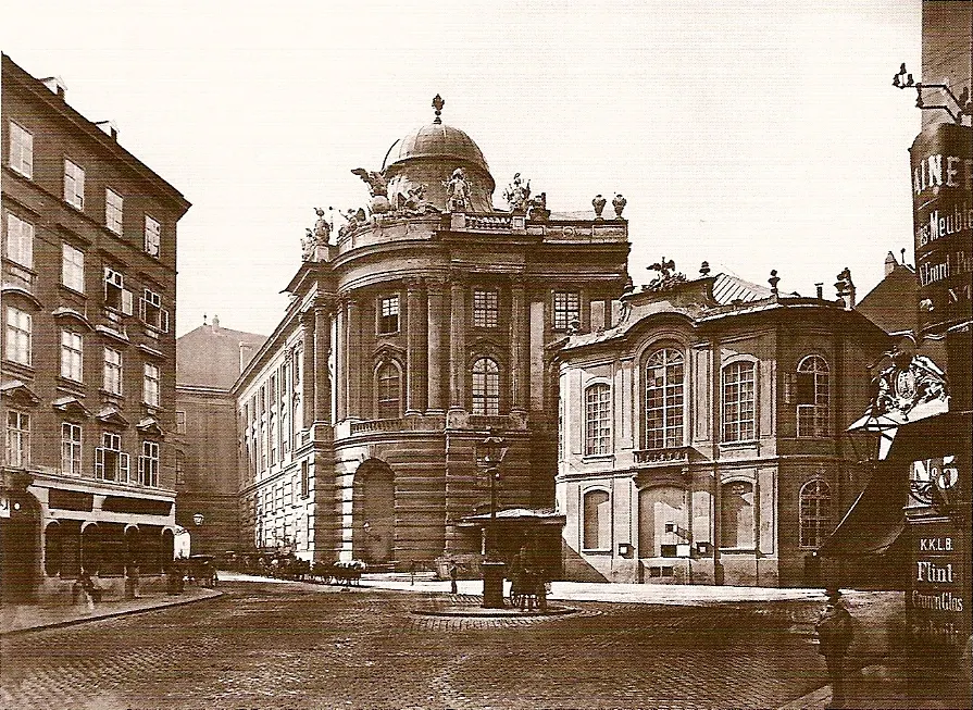 The old Burgtheater on the Michaelerplatz in Vienna, where the symphony was first played; photographed before its demolition in 1888.