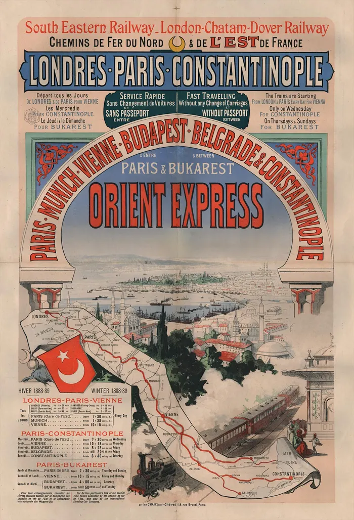An 1888 poster for the Orient Express by Jules Chéret.