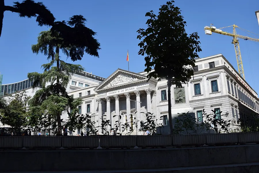 The Palacio de las Cortes in Madrid, home of the Congress of Deputies.
