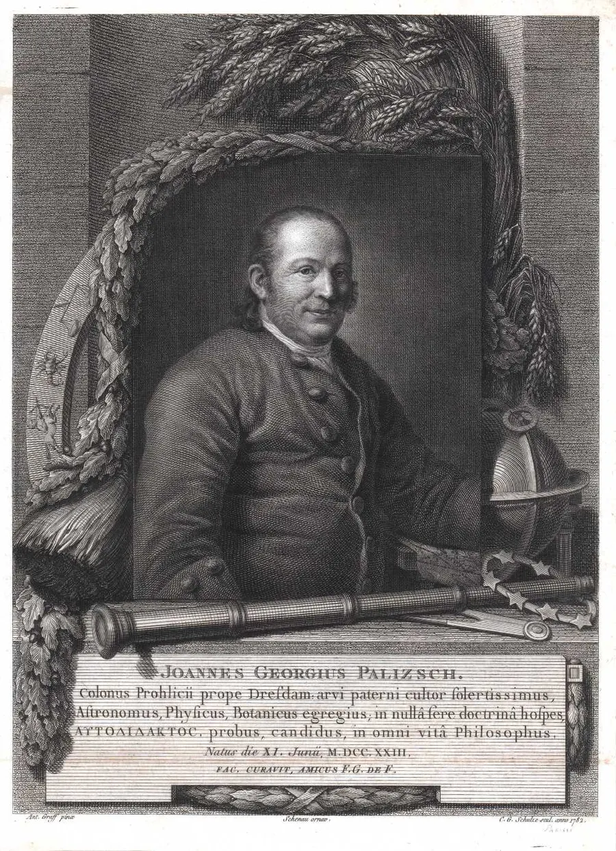 Johann Georg Palitzsch, the Saxon farmer and astronomer, in an engraving after a portrait by Anton Graff.
