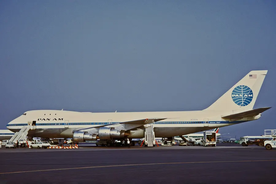 A Pan Am Boeing 747, Clipper Constitution, at Kennedy Airport, New York, in July 1970.
