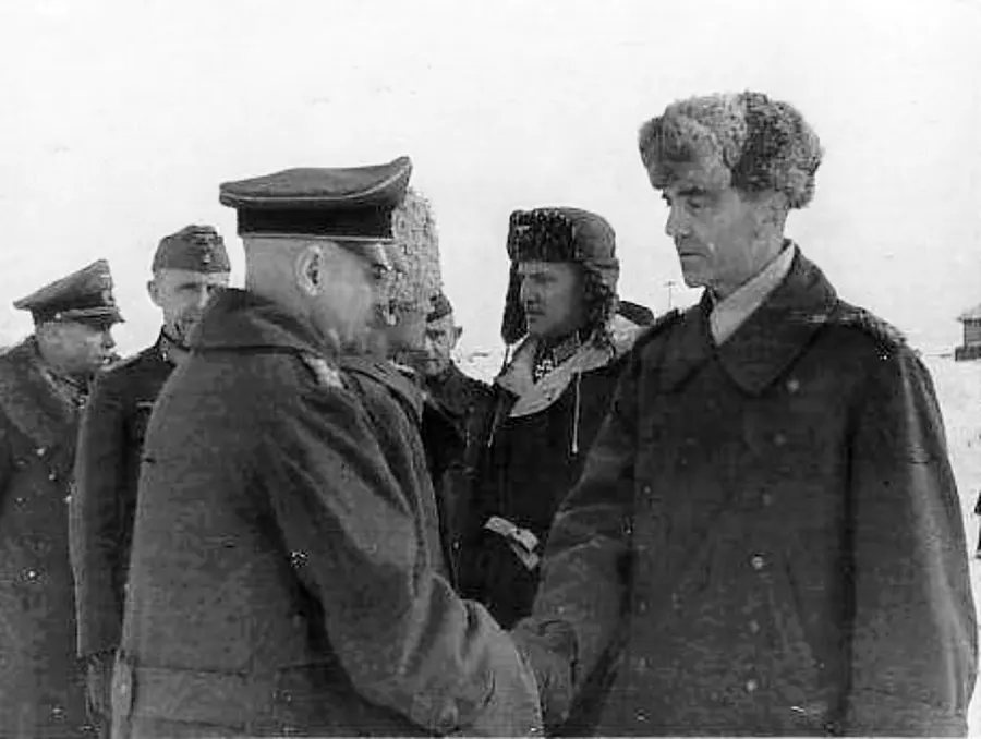 Field Marshal Friedrich Paulus, left, with other captured German officers after the surrender at Stalingrad, February 1943.