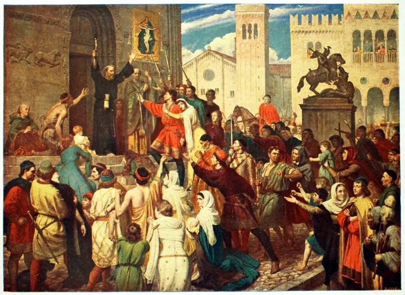 Peter the Hermit preaching the First Crusade, in a later painting.