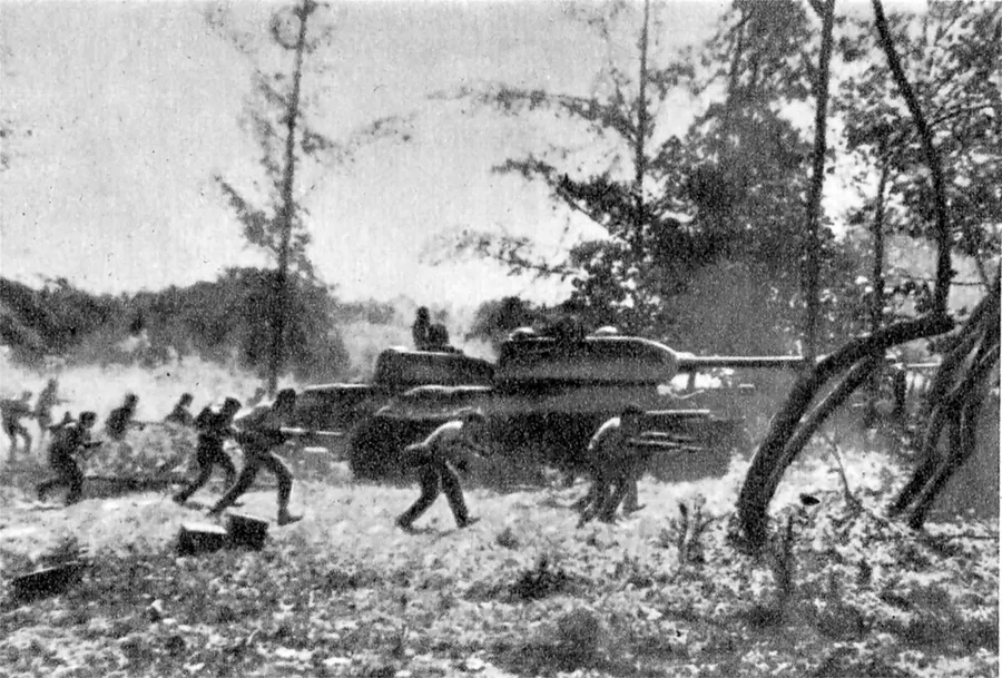 Cuban forces, backed by tanks, counter-attack near Playa Girón on 19 April 1961.