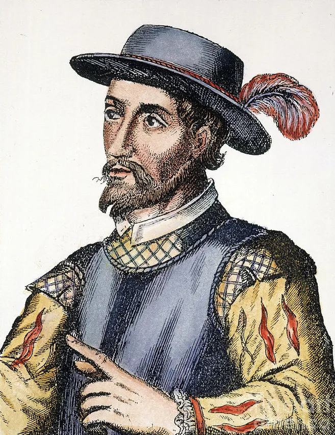 Juan Ponce de León in a coloured Spanish engraving of the 17th century.