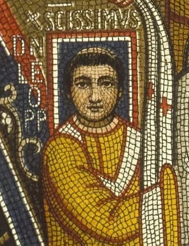 Pope Leo III in a mosaic from the Triclinium Leoninum in Rome, as restored in the 18th century.