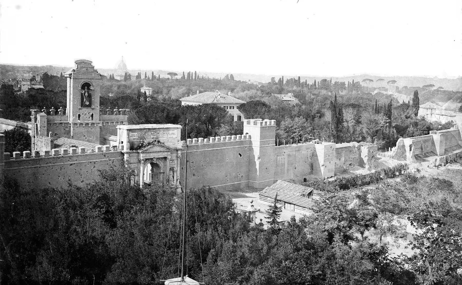 The breach in the Aurelian Walls at Porta Pia, Rome, 1870.