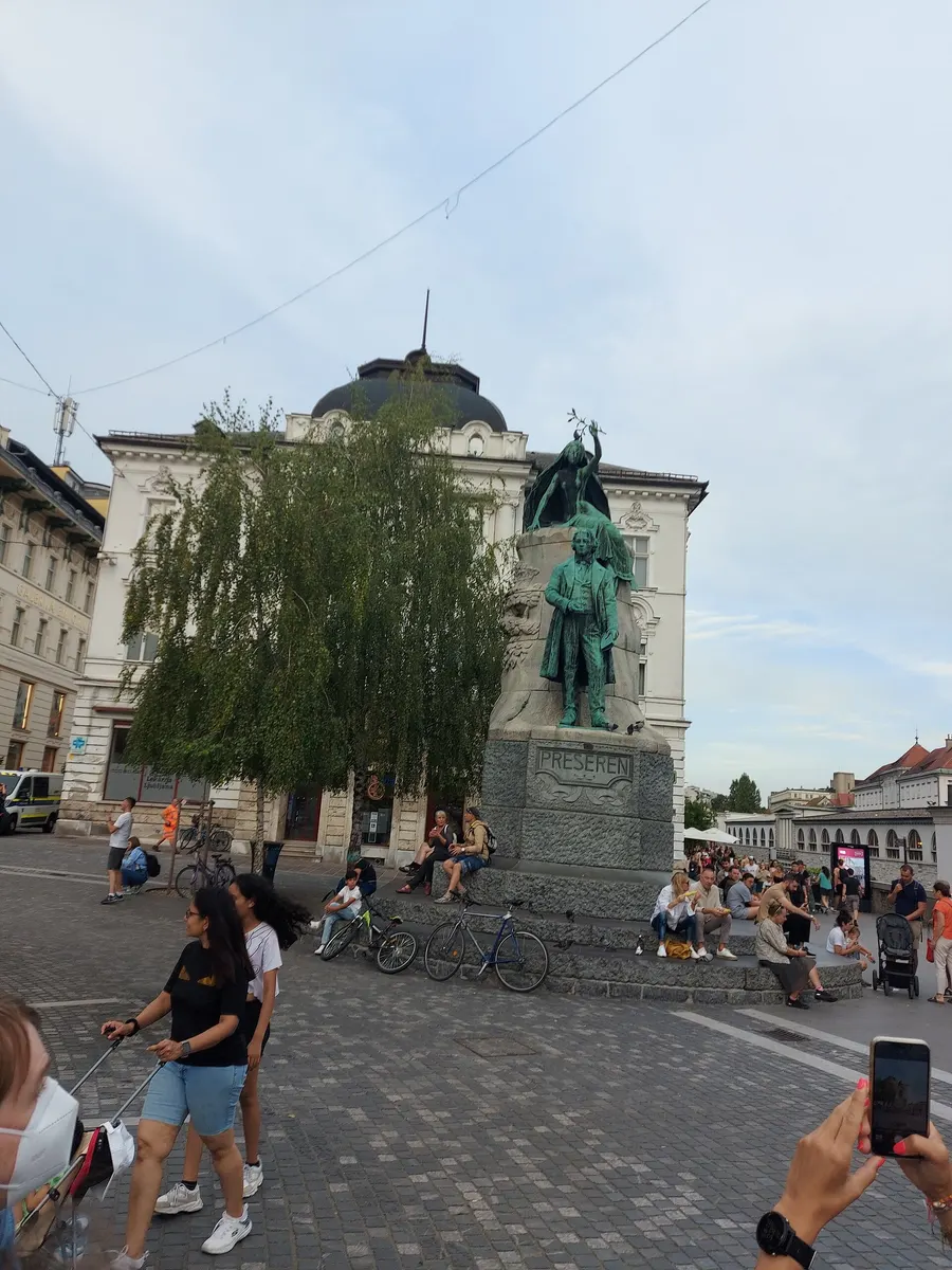 The monument to France Prešeren on Prešeren Square in Ljubljana.