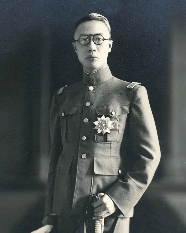 Puyi, the former emperor of China, in uniform during his years as ruler of Manchukuo.