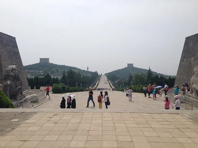 The approach to the Qianling mausoleum, where Wu Zetian is buried.