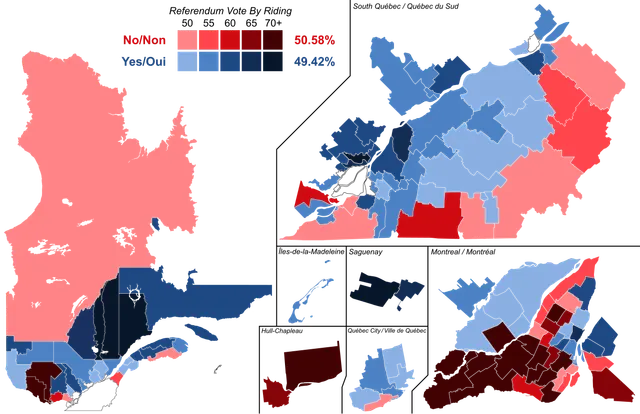 Results of the 1995 referendum by electoral district.