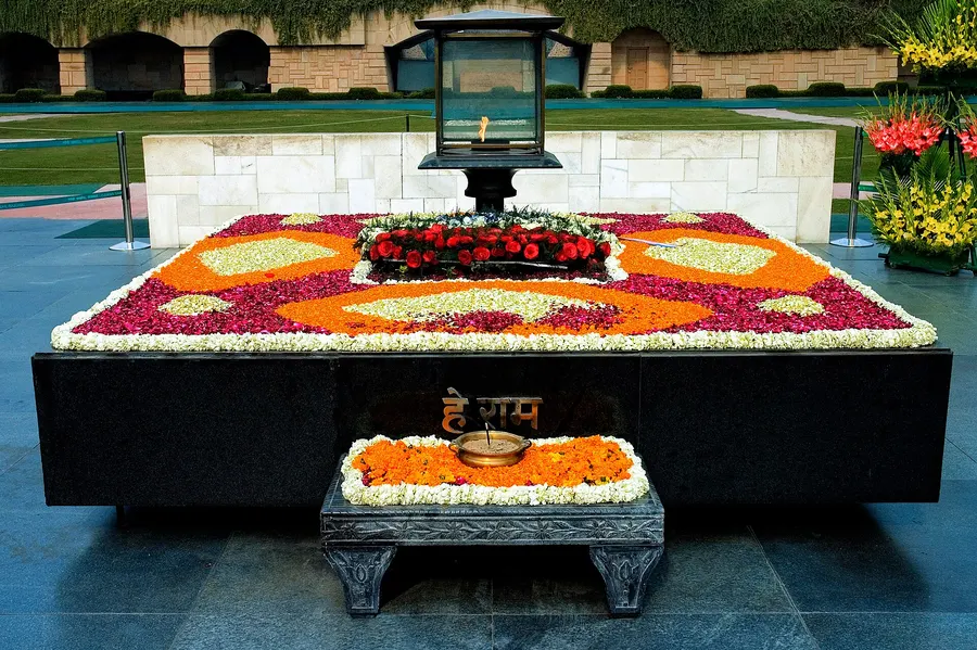 Raj Ghat in Delhi, the memorial marking the place of Gandhi's cremation.