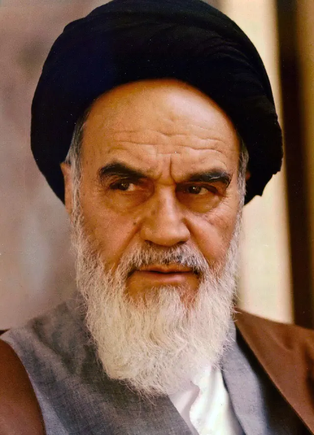 Ayatollah Ruhollah Khomeini, in a 1981 portrait by Ali Kaveh.
