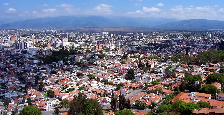 The city of Salta in north-west Argentina, with the Andes foothills behind.