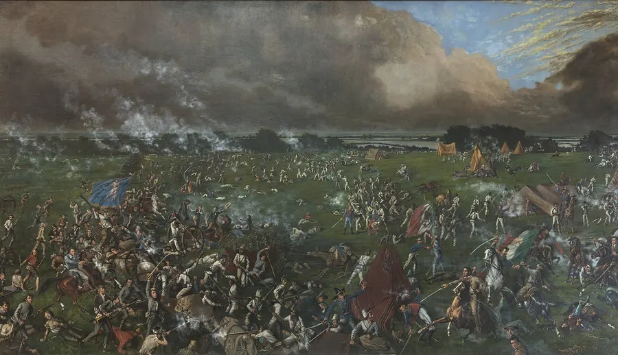 The Battle of San Jacinto, painted by Henry Arthur McArdle in 1895.