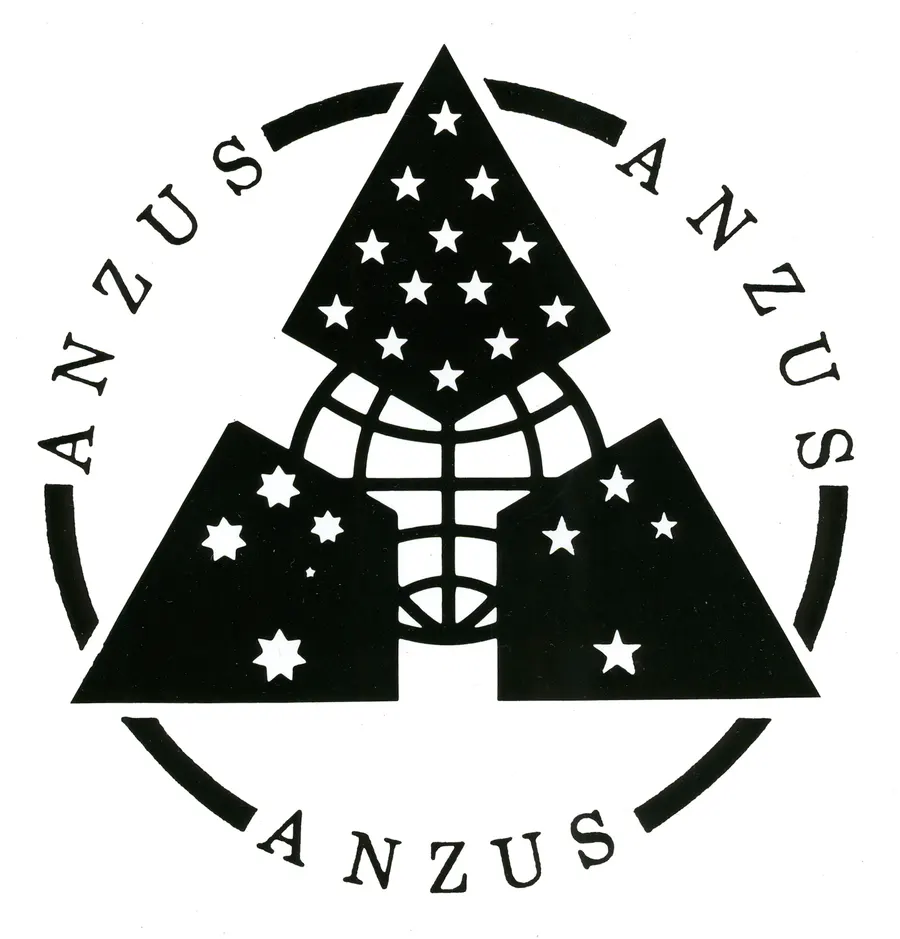The emblem of the ANZUS alliance between Australia, New Zealand and the United States