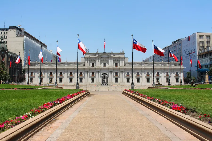 La Moneda, the presidential palace in Santiago, photographed in 2013