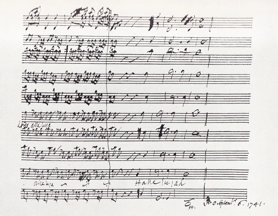 The closing bars of the 'Hallelujah' chorus in Handel's own handwriting, from the score of Messiah he wrote in 1741