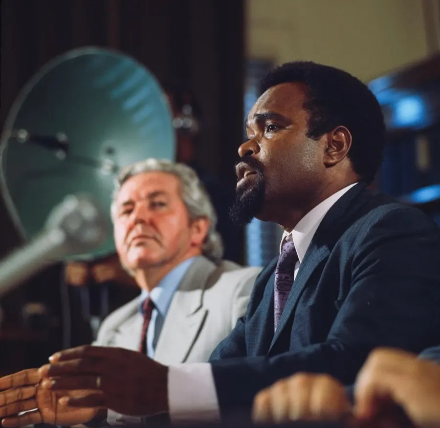Michael Somare, right, who became Papua New Guinea's first prime minister, with the Australian minister Bill Morrison in 1973