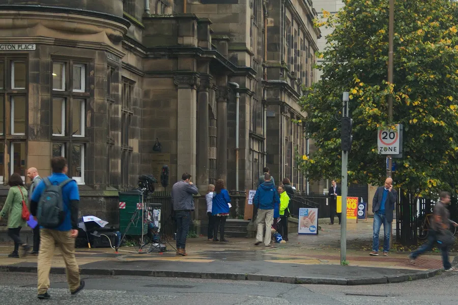 The polling station at Macdonald Road Library in Edinburgh on the morning of the referendum, 18 September 2014