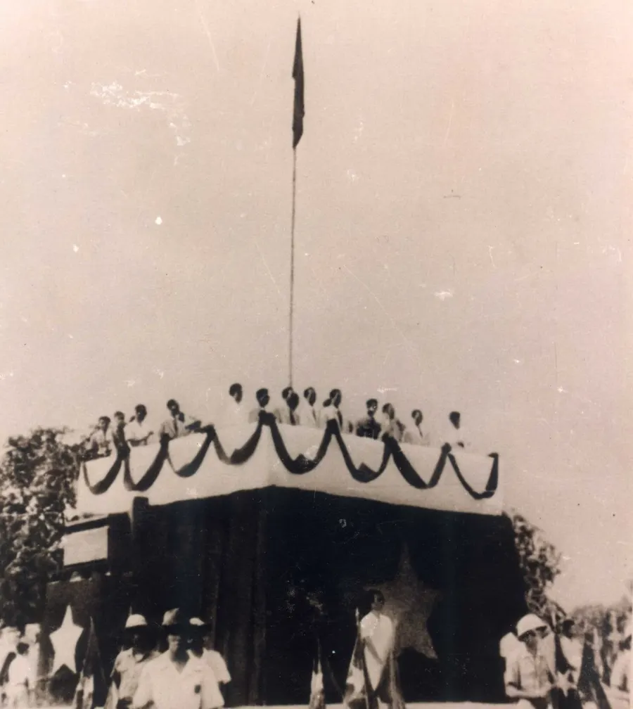 The flag-topped platform at Ba Dinh Square in Hanoi from which Ho Chi Minh read Vietnam's Declaration of Independence on 2 September 1945