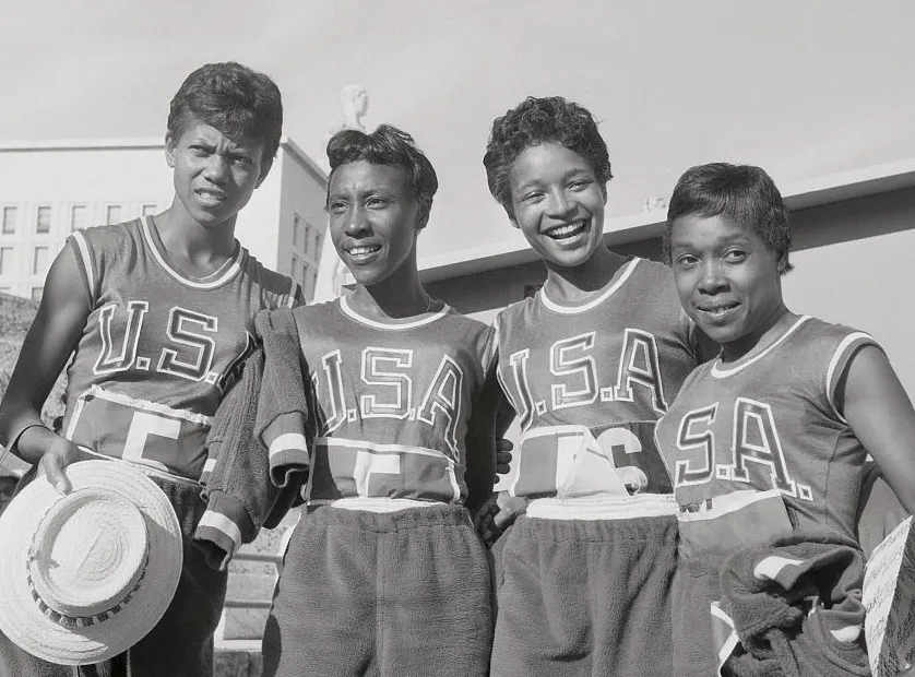 Wilma Rudolph (left) with her relay team-mates Lucinda Williams, Barbara Jones and Martha Hudson at the Rome Olympics in 1960