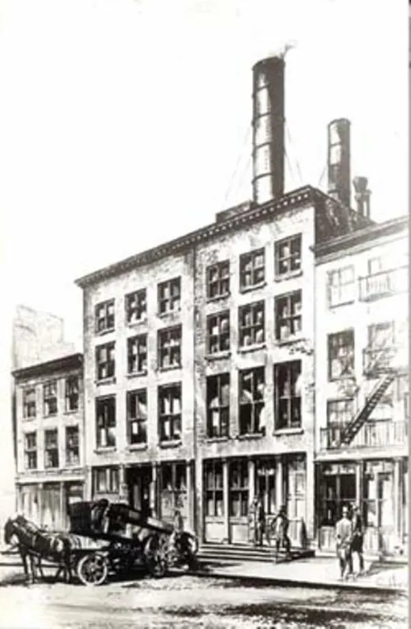A sketch of Edison's Pearl Street power station in Lower Manhattan