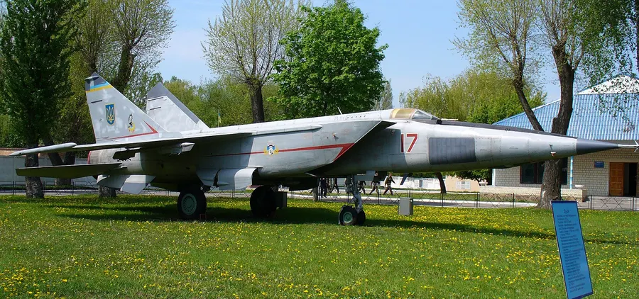 A MiG-25RBS reconnaissance aircraft in the Ukrainian Air Force Museum at Vinnytsia