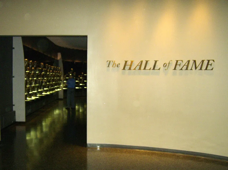 The entrance to the gallery of inductees' bronze busts in the Pro Football Hall of Fame in Canton, Ohio