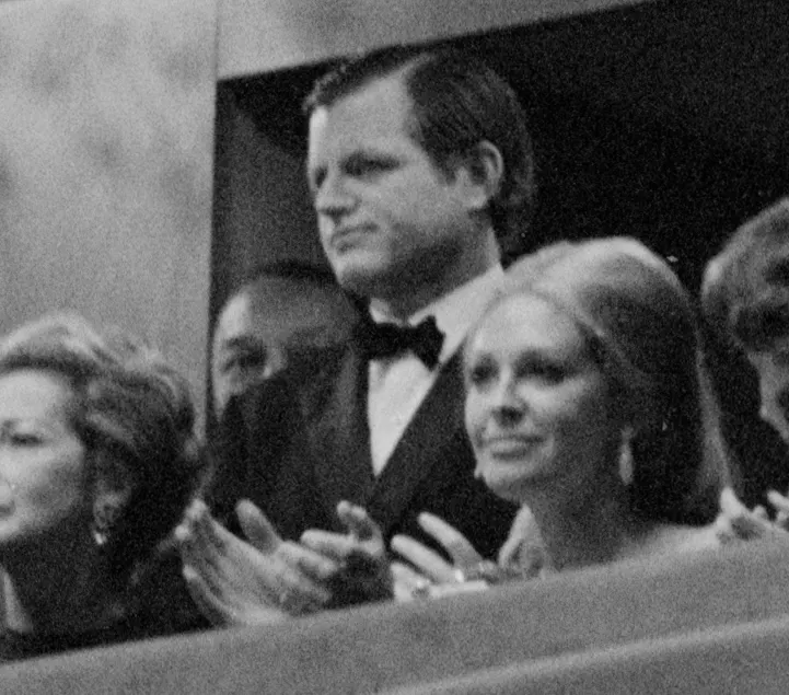 Members of the Kennedy family in the presidential box at the gala opening of the Kennedy Center on 8 September 1971