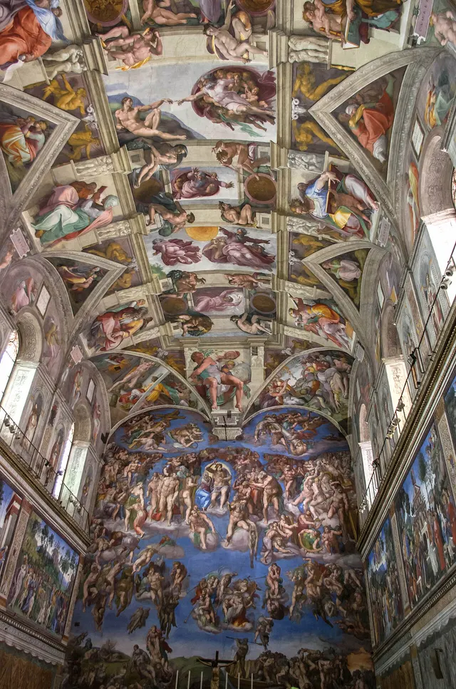 Michelangelo's ceiling of the Sistine Chapel.