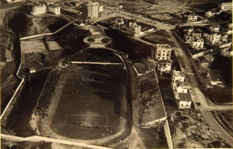 Atlético's old Stadium Metropolitano in Madrid, in a panoramic photograph of about 1927.