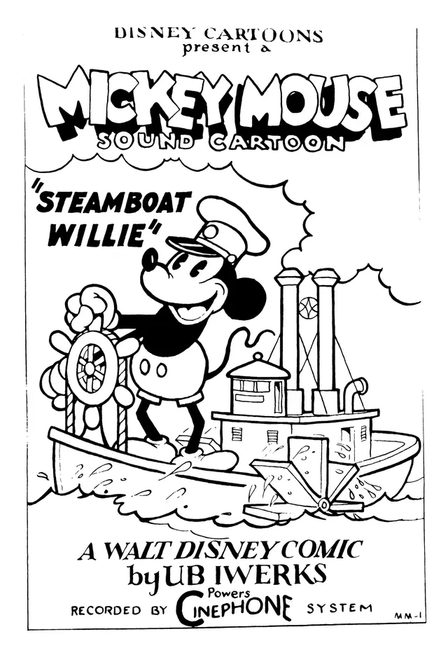 The original poster for Steamboat Willie, 1928.