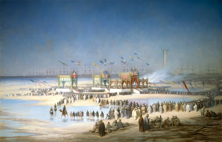 The inauguration of the Suez Canal at Port Said, painted by Édouard Riou in 1869.