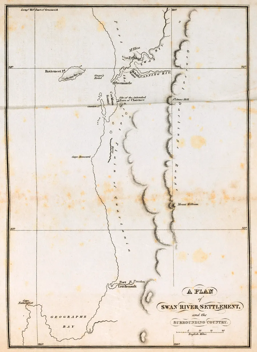 A plan of the Swan River settlement and the surrounding country, published in 1831.