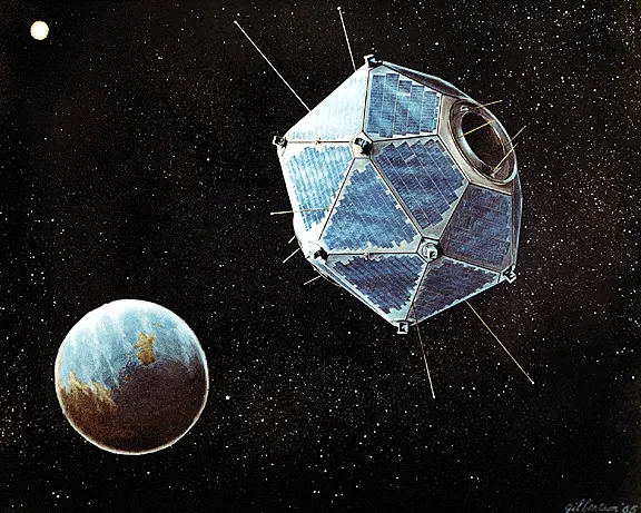 An artist's impression of a Vela satellite, built to detect nuclear explosions from space.