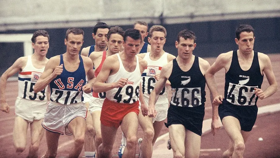 The men's 1500 metres final at the National Stadium during the Tokyo Games, 21 October 1964.