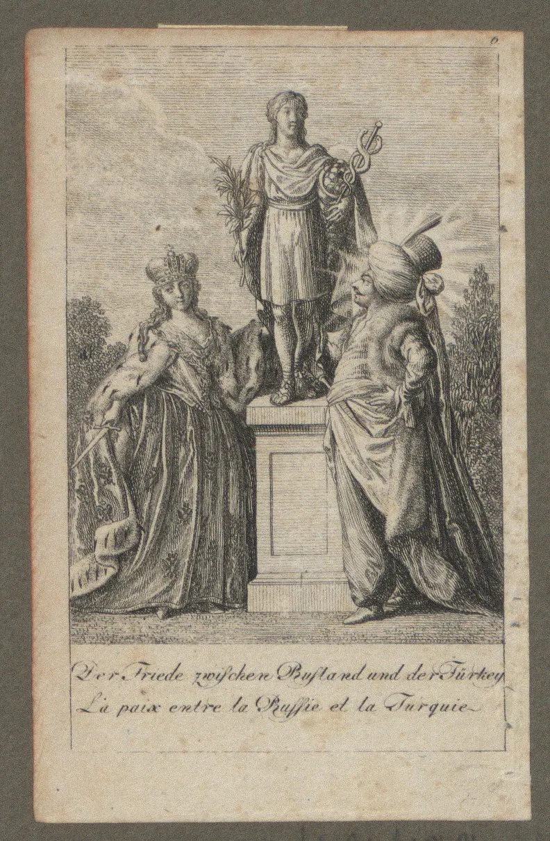 An allegory of the Treaty of Jassy, engraved by Daniel Chodowiecki in 1792.