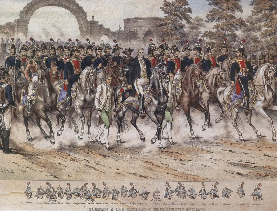 The generals of the Army of the Three Guarantees, in a 19th-century print.