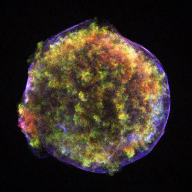 The remains of the star that Tycho saw, photographed in X-rays by NASA's Chandra observatory.