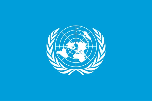 The flag of the United Nations.