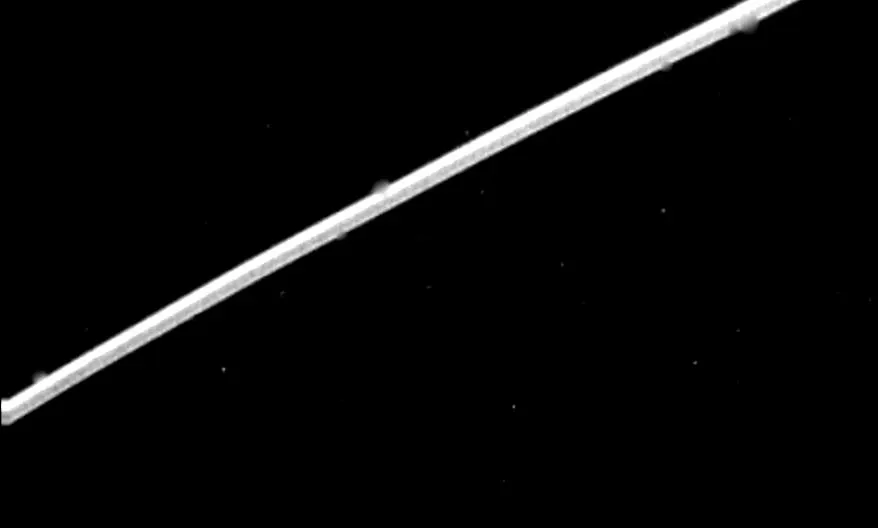 The epsilon ring of Uranus, photographed by Voyager 2 in January 1986.