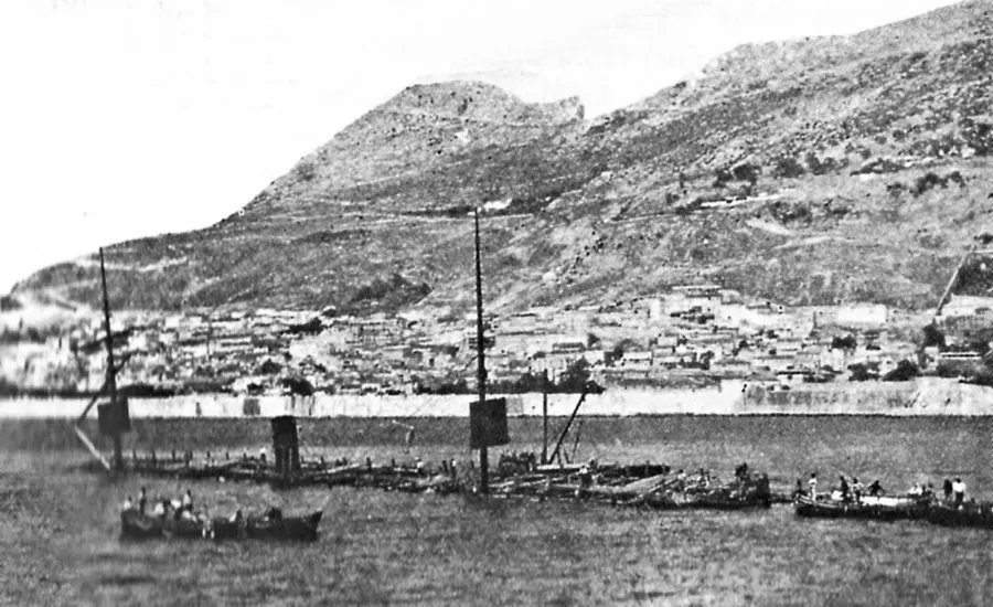 The wreck of the Utopia in Gibraltar harbour, 1891.